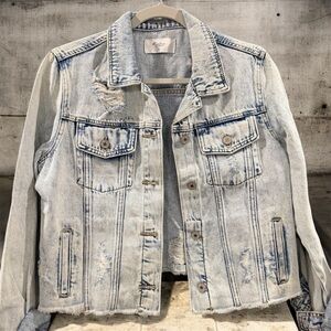 KanCan Light Blue Distressed Jean Jacket